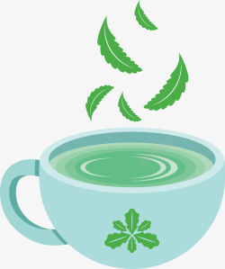 深绿色叶子茶叶手绘普洱茶叶矢量图高清图片