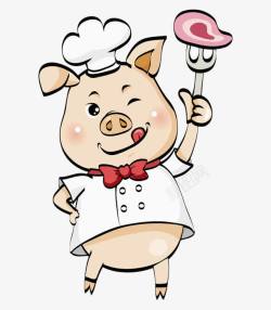 厨师制服眨眼小猪高清图片