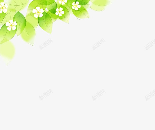 树叶装饰png免抠素材_新图网 https://ixintu.com png图片素材 免费png素材 小白花 手绘 绿色