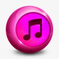 粉红色动态视频粉红色圆形音乐立体播放器图标高清图片