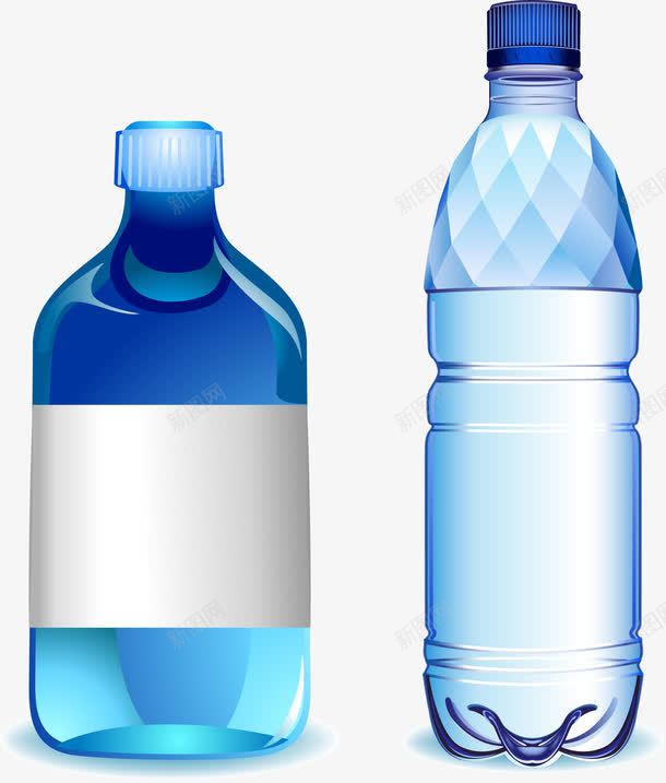 蓝色水瓶png免抠素材_新图网 https://ixintu.com 创意 扁平化 水瓶 瓶子 瓶盖 矢量PNG 蓝色