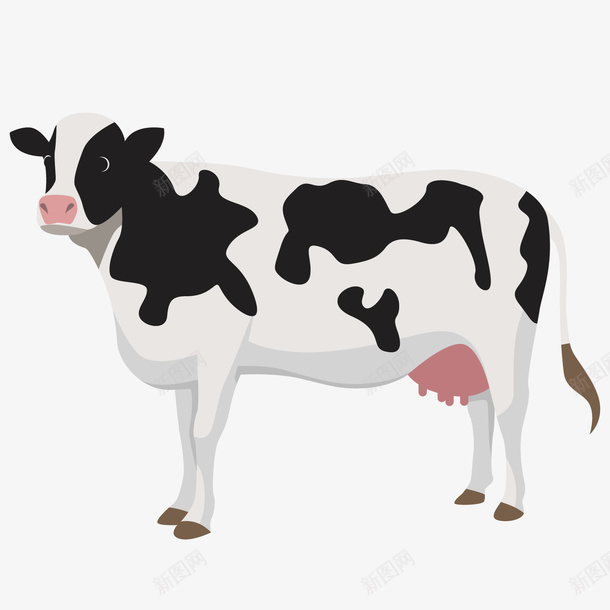 奶牛矢量图ai免抠素材_新图网 https://ixintu.com 动物 家畜 斑点 矢量图 装饰 黑白牛