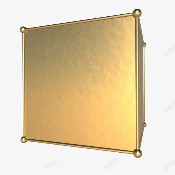 金色靓丽的金属侧面png免抠素材_新图网 https://ixintu.com 3D几何 侧面 反光 方体 点线结构 立体 金属质感 金色