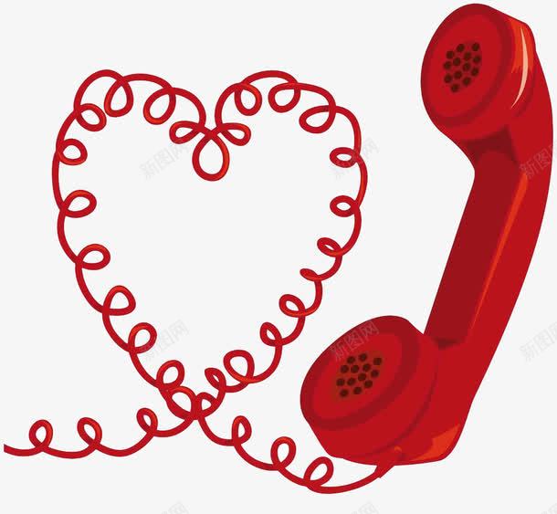 热线电话红色爱心电话线png免抠素材_新图网 https://ixintu.com 拨打热线 拨打热线免费下载 热线电话 爱心 电话机 电话线 红色