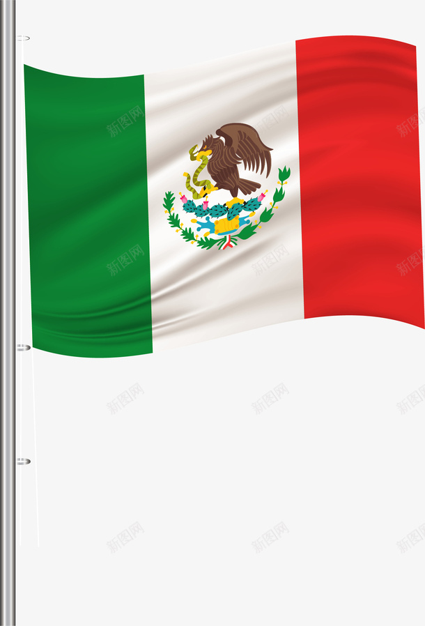飘动的墨西哥国旗png免抠素材_新图网 https://ixintu.com 国旗 墨西哥 墨西哥国旗 矢量png 老鹰国旗 飘扬的国旗