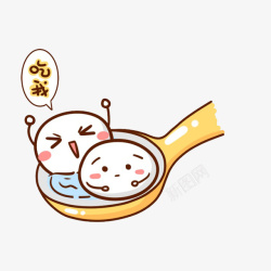 勺子里的松子勺子里的可爱汤圆高清图片