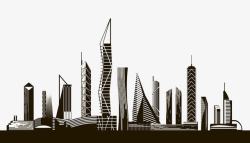 夜空下的摩天楼创意城市剪影背景高清图片