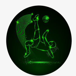 光效足球霓虹灯一个倒着踢的足球运动员矢量图高清图片