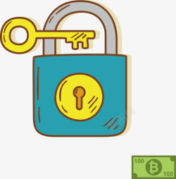 锁具设计手绘金钥匙金融金币矢量图高清图片