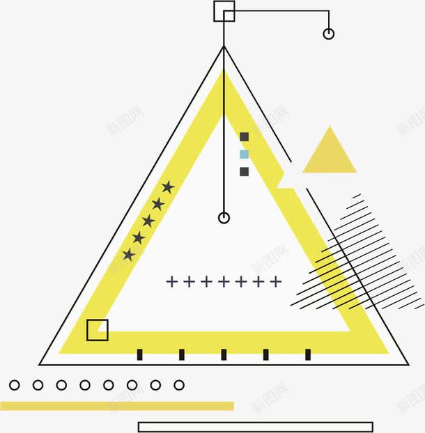 创意三角形png免抠素材_新图网 https://ixintu.com 三角形 五角星 促销 卡通 水彩 线段 装饰 边框 黄色