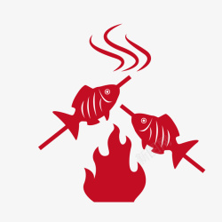 红色烤鱼红色卡通烤鱼背景装饰高清图片