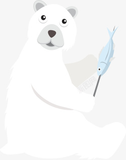 抓鱼吃的北极熊矢量图素材