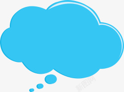 蓝色云朵型语言气泡蓝色云朵对话气泡矢量图高清图片