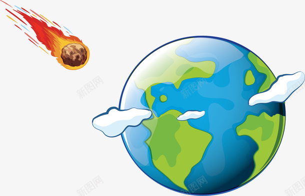 陨石撞击地球png免抠素材_新图网 https://ixintu.com PNG图 PNG图下载 创意卡通 卡通插图 插图 撞击地球 陨石