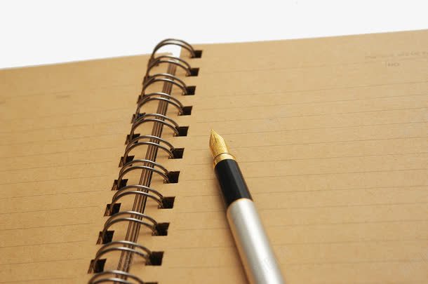 一本书和一支钢笔png免抠素材_新图网 https://ixintu.com 学习 学习用品 文具 本子 杏色纸张 笔记本 签字笔 钢笔