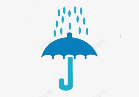 简约蓝色下雨雨伞图标图标