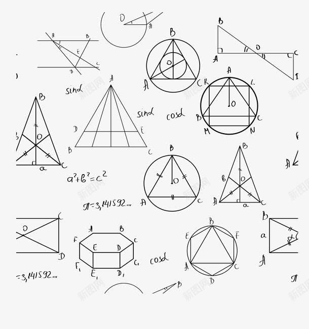 数学元素png免抠素材_新图网 https://ixintu.com 三角形 圆形 多边形图片 数学素材