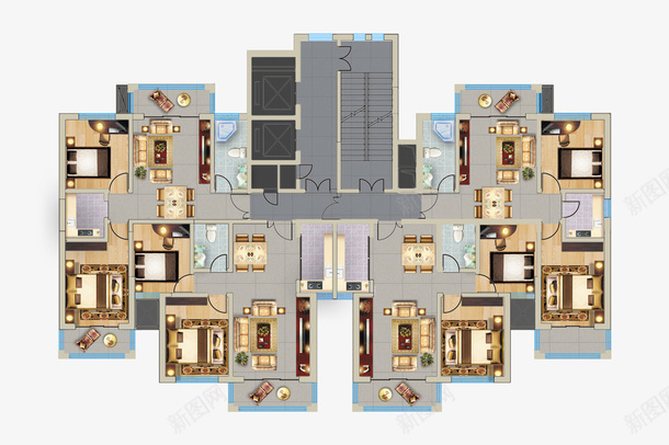 大户型房子户型图psd免抠素材_新图网 https://ixintu.com 平面图 户型图 房子 房间平面图 欧式装潢 欧式设计 环境设计 设计