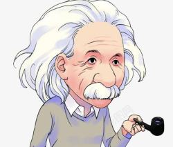 手绘烟斗白发的爱因斯坦高清图片