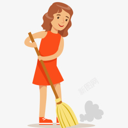 社区服务女士打扫卫生插画矢量图高清图片