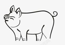 简洁吃东西的猪黑色猪剪影简笔画高清图片