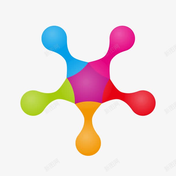 分子式彩色五角结构图png免抠素材_新图网 https://ixintu.com 五角 分子式 彩色 结构图