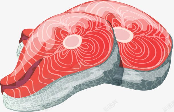卡通红色精致三文鱼png免抠素材_新图网 https://ixintu.com 三文鱼 水彩手绘 海鲜 矢量图案 餐饮 鱼肉
