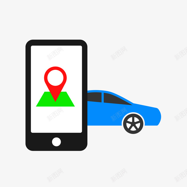 网约车APP导航卡通矢量图eps免抠素材_新图网 https://ixintu.com APP APP导航 APP手机 导航 导航APP 汽车 汽车导航 矢量图