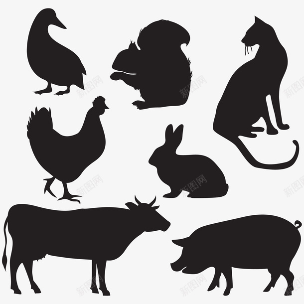 动物黑色矢量图图标ai_新图网 https://ixintu.com 动物 家畜 猫科动物 黑色 矢量图
