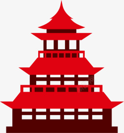 中国特色建筑红色扁平风格塔楼高清图片