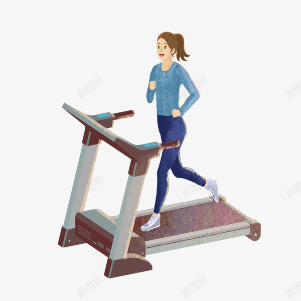 卡通手绘跑步机上锻炼的人png免抠素材_新图网 https://ixintu.com 健身 卡通手绘跑步机上锻炼的人 跑步机 运动 运动装美女 锻炼的美女