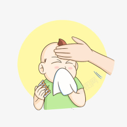宝宝擦身体小孩感冒儿童生病吃药打针发烧咳高清图片