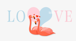浪漫的火焰520情人节爱情火烈鸟插画高清图片