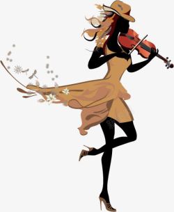 音乐美女拉小提琴的美女高清图片