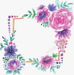紫色水彩手绘花藤矢量图素材