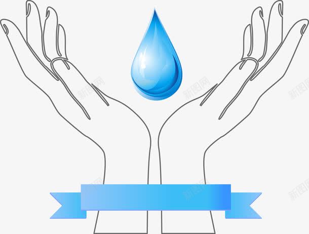 可爱蓝色双手png免抠素材_新图网 https://ixintu.com 公益 双手呵护 水资源