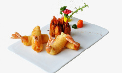 日式炸奶虾风味天妇罗面线虾高清图片