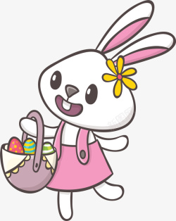 篮子彩蛋挎着篮子的小白兔矢量图高清图片