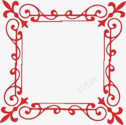 剪纸贴画背景红色剪纸新年窗花边框高清图片