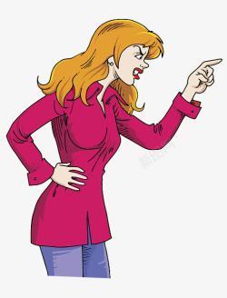 愤怒的同桌人卡通人物插图抓狂的金发女人高清图片