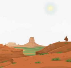 烈日烈日下的沙漠矢量图高清图片