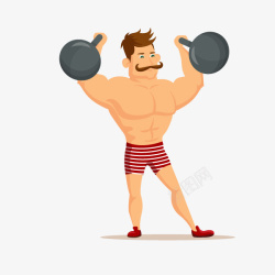 健壮身材锻炼身体的卡通人物高清图片