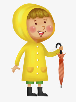 穿着雨衣穿着黄色雨衣的女孩高清图片