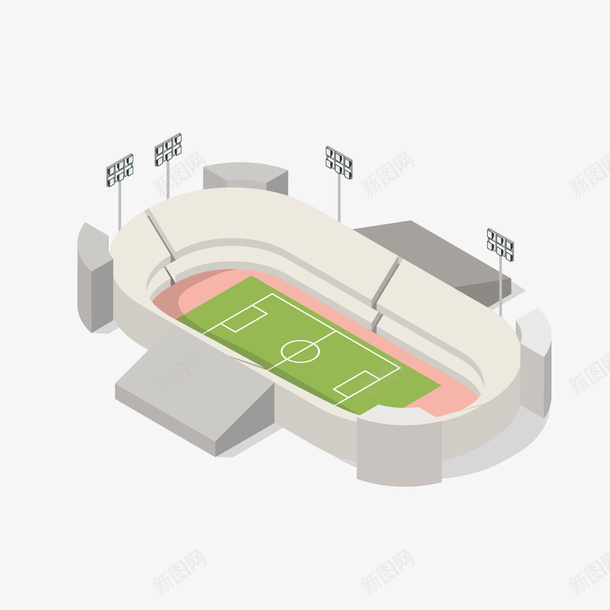 可爱的足球场模型png免抠素材_新图网 https://ixintu.com 体育馆 建筑 模型 矢量场景 立体 绿地 足球场 高端