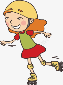 可爱滑板鞋玩滑轮的女孩矢量图高清图片