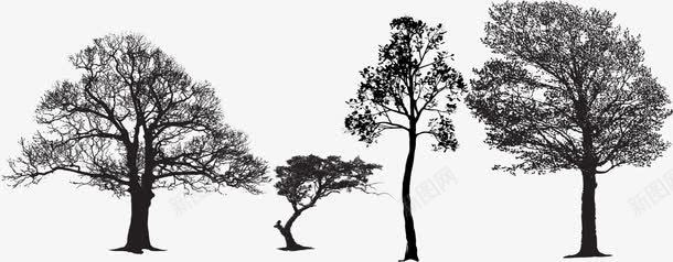 黑白线稿剪影树形状png免抠素材_新图网 https://ixintu.com 剪影的树 平面树 线稿的树 黑影树 黑白的树