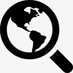全球搜索放大镜工具在地球环球图标高清图片