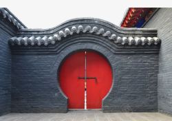 中式拱门红门古建筑素材