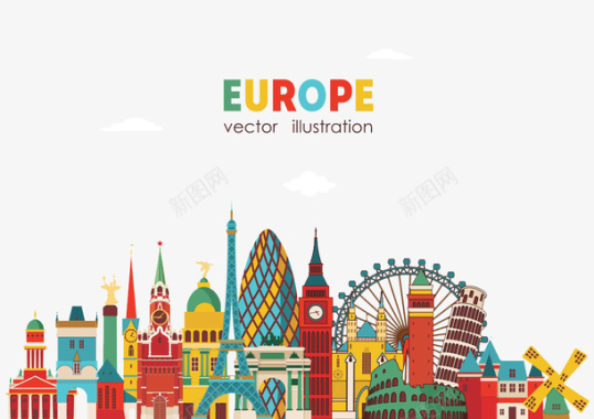 欧洲旅游景点元素图标图标