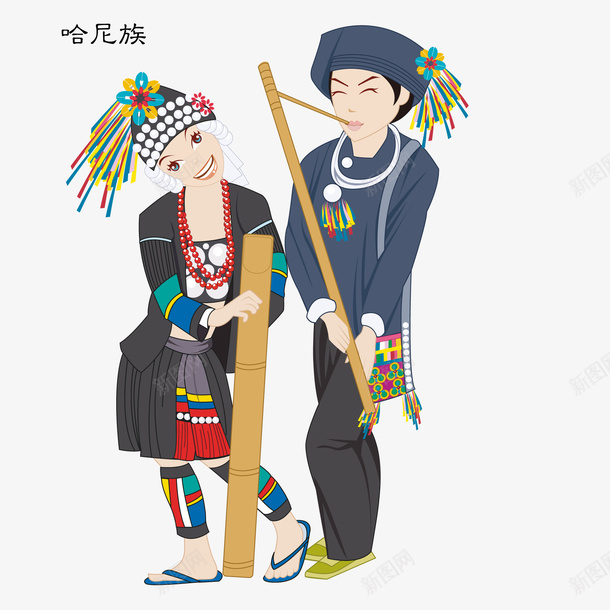 哈尼族人物png免抠素材_新图网 https://ixintu.com 五十六个民族 人物设计 卡通 哈尼族 少数民族 表演